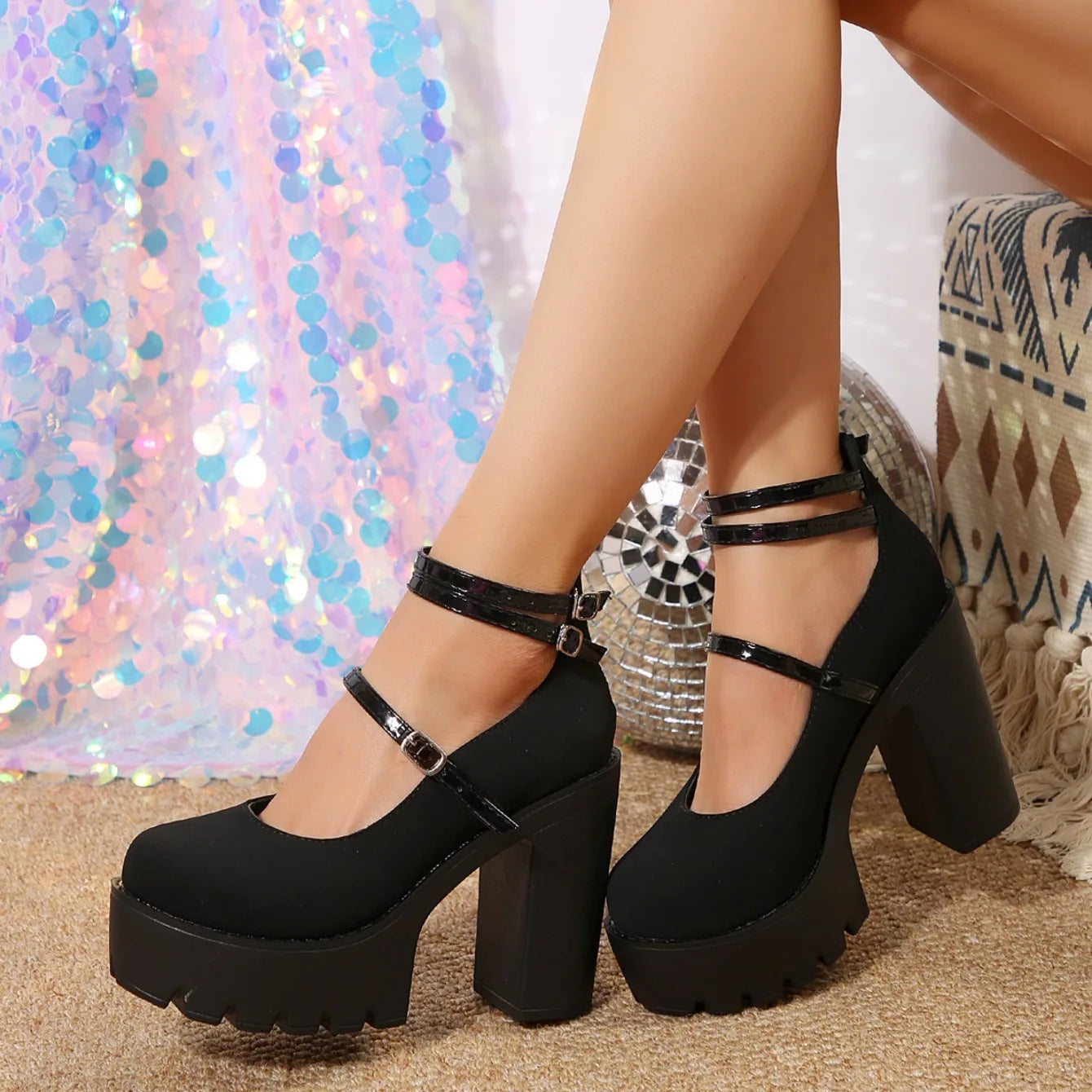 High Heels Women Mary Janes Shoes Woman Platform Fashion Sandals Women Summer New Dress Lolita Shoes Chunky Pumps Zapatos Mujer - Belvar