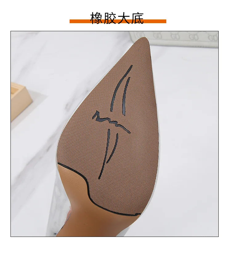 High Heels for Women ELEGANT Sweet Fashion British Style Slip-On 12CM Thin Heels Pointed Toe Office Career Women Shoes Gold 46 - Belvar