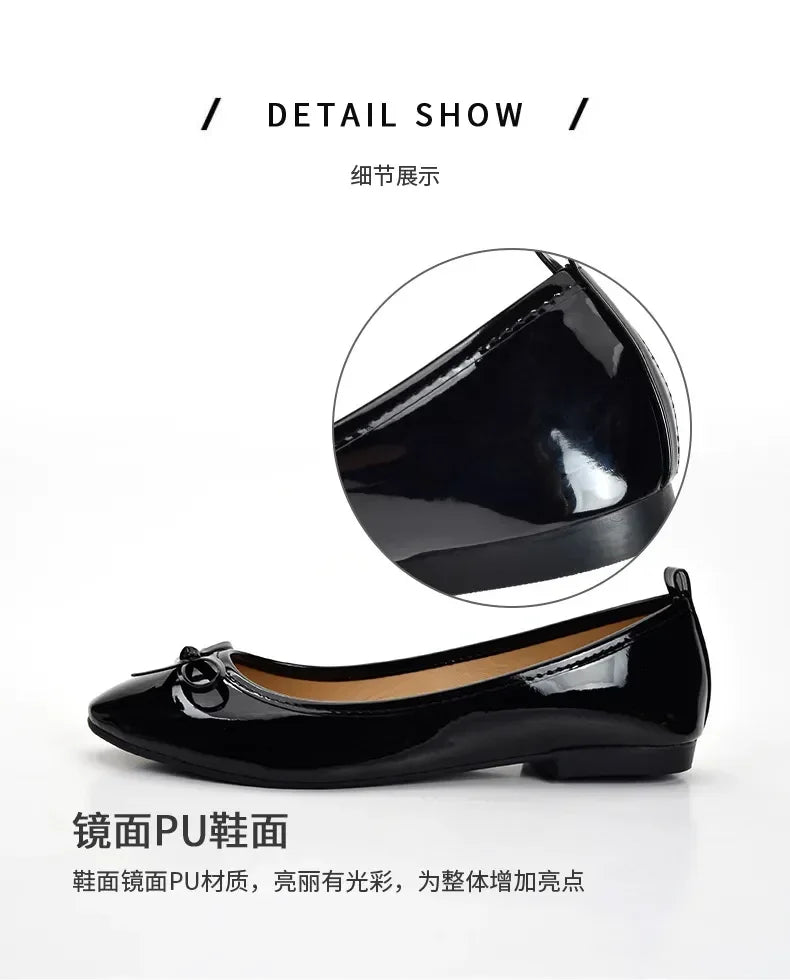 Ballet Flats Shoes Women Classics Casual Loafers Red Patent Leather Lady Fashion Design Bowknot Shoes for Woman's Spring/Autumn - Belvar