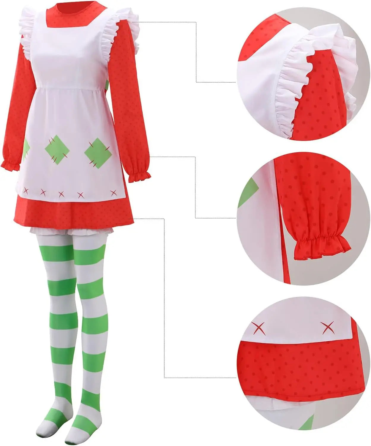 Strawberry Shortcake Cosplay Costume 1980 Classic Suit Women The World of Strawberry Shortcake Halloween Fancy Dress