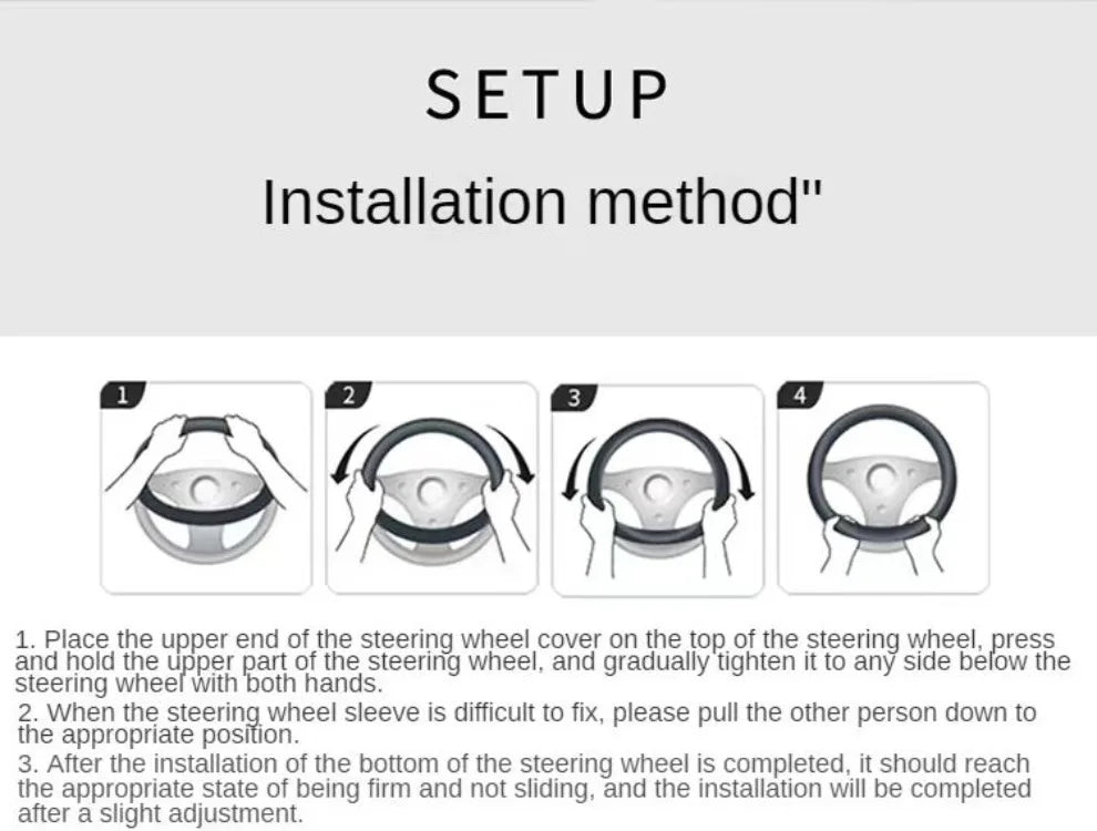 Car Steering Wheel Cover - Universal Car for Diverse Cars, Durable Leather Cover with Anti-Slip Lining, Fit for 14.5"-15" - Belvar