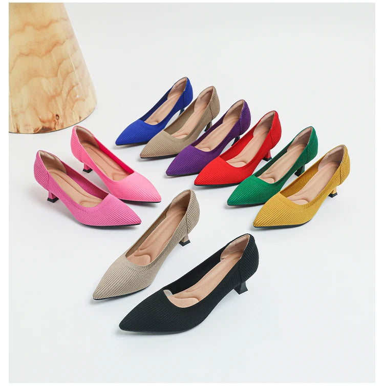 Women's High Heels Fashion Pattern Soft Knitted Comfortable Breathable Shoes 2025 New (6cm High) - Belvar