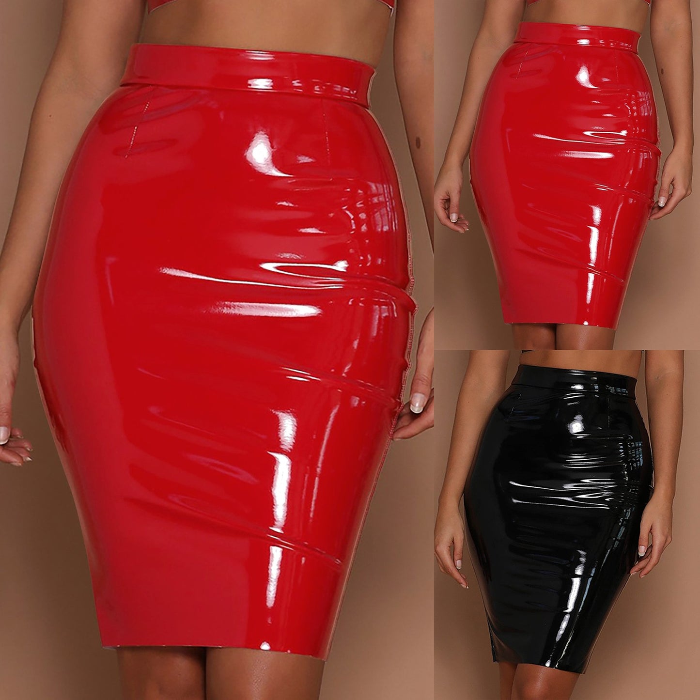 Red Bodycon Pu Mini Skirt Women Faux Leather Package Hip High Waist Skirt Korean Office Lady Pencil Skirts Clubwear Faldas Mujer