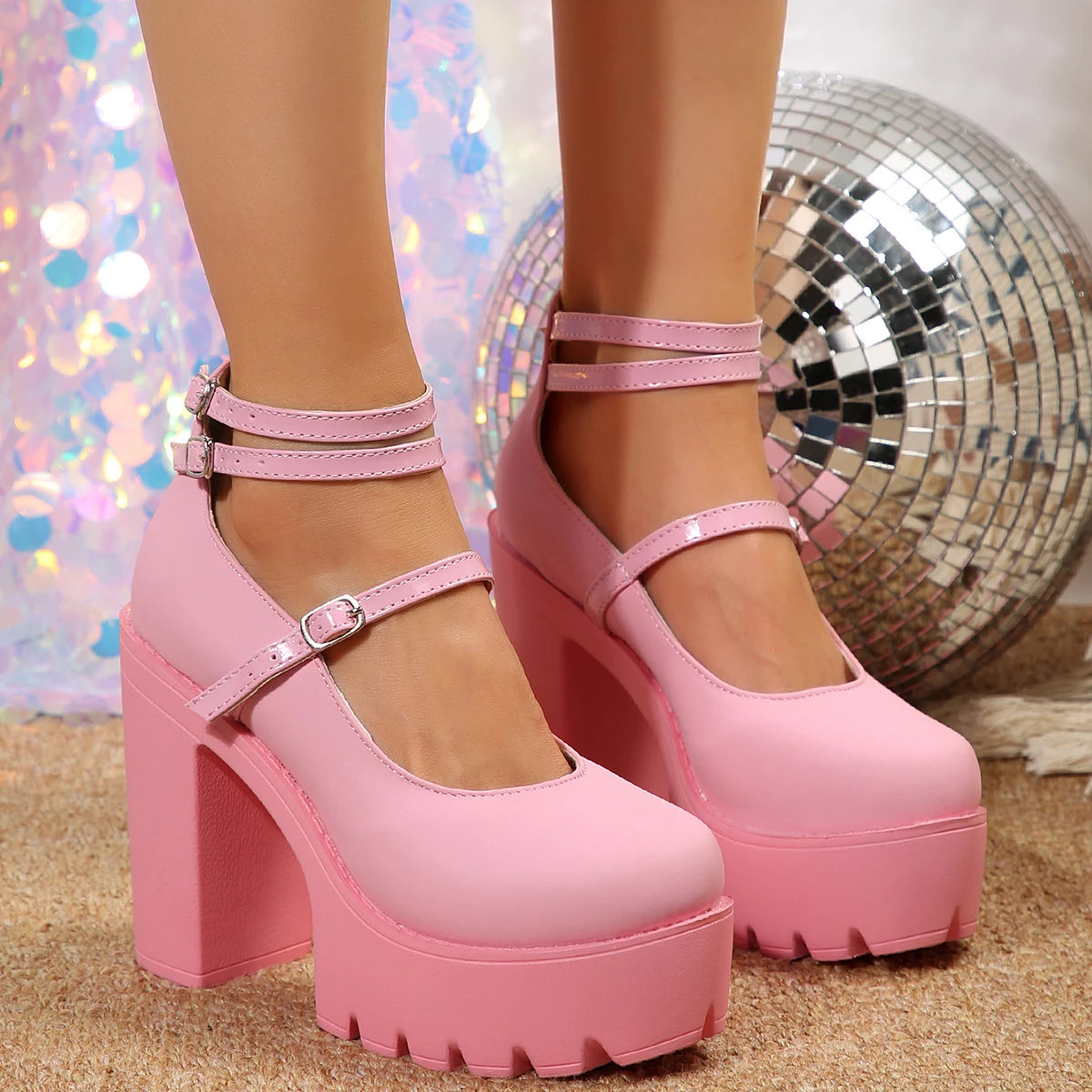 High Heels Women Mary Janes Shoes Woman Platform Fashion Sandals Women Summer New Dress Lolita Shoes Chunky Pumps Zapatos Mujer - Belvar