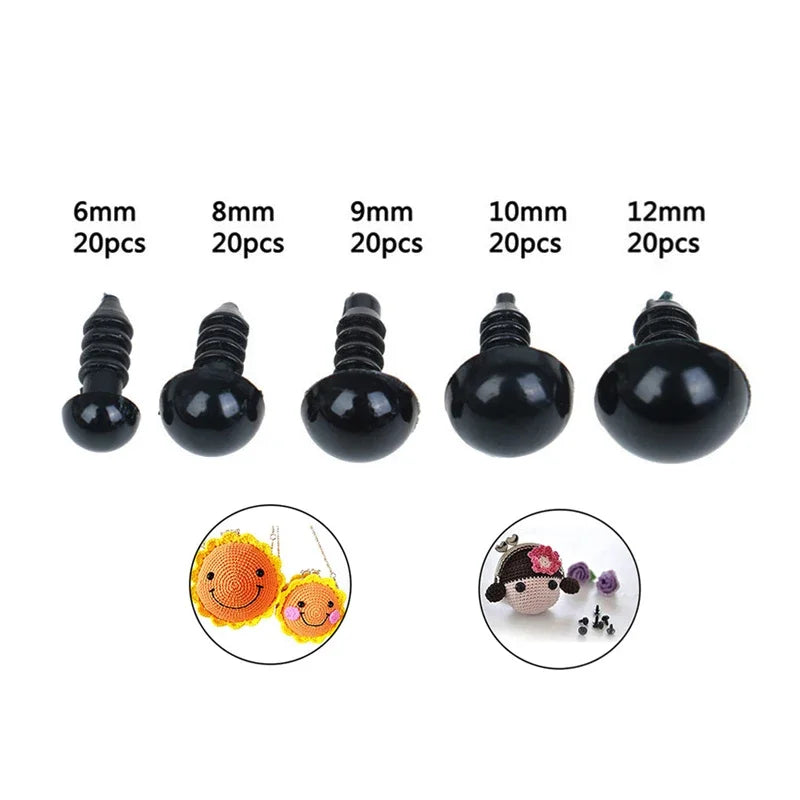 Toys Accessories Plastic Eyes Art Eyes Black Bean Eyes All Black Screw Eyes Plush Doll DIY 100 Eyes