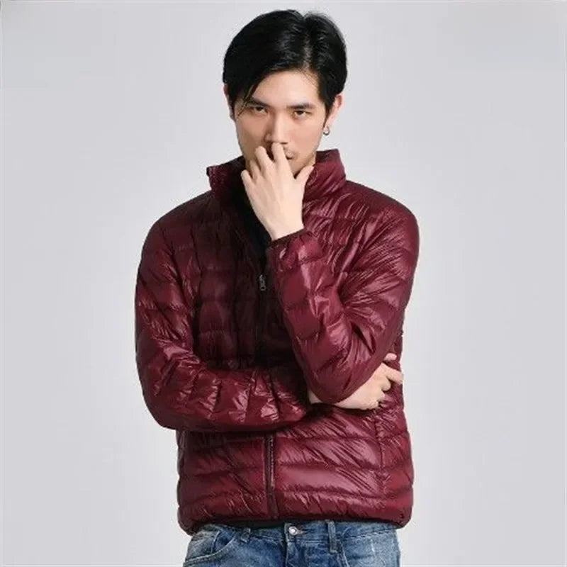 Trendy Lightweight Down Cotton Coat Men's Stand Collar Slimming Smooth Cotton Jacket For Youth Men Casual Scene