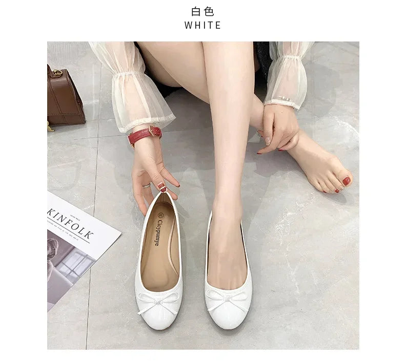 Ballet Flats Shoes Women Classics Casual Loafers Red Patent Leather Lady Fashion Design Bowknot Shoes for Woman's Spring/Autumn - Belvar