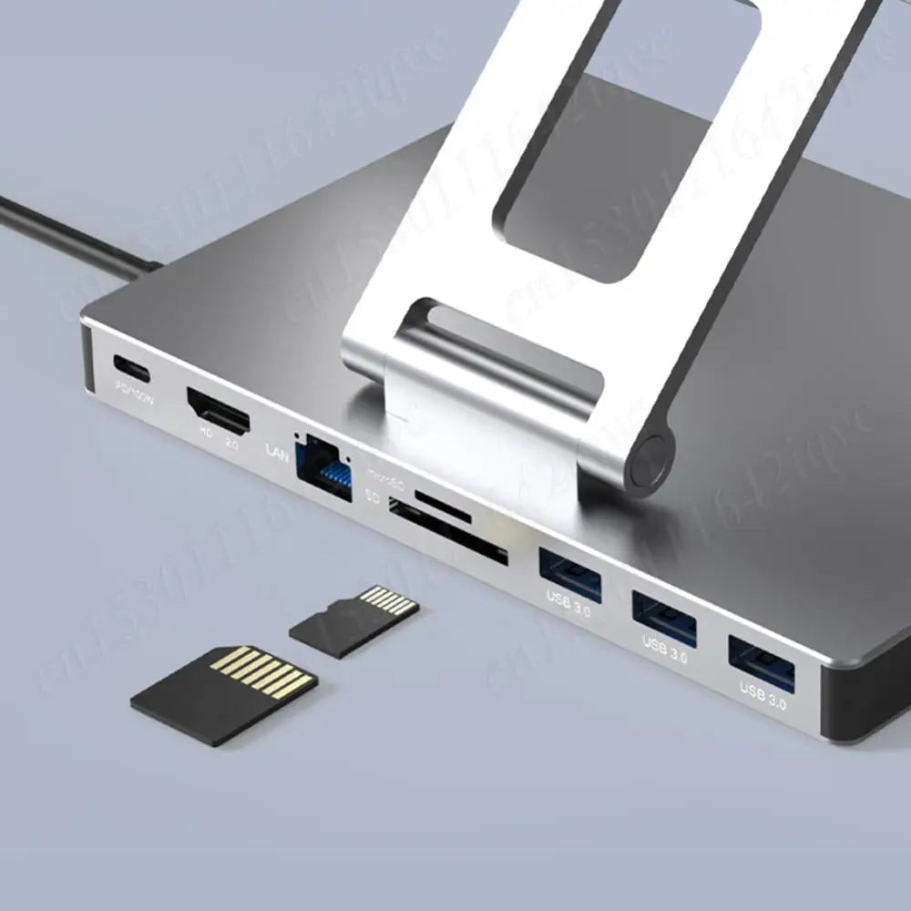 Type C Docking Station Aluminum Alloy USB C Docking Station Laptop Stand USB3.0 PD RJ45 USB Hub Adapter Dock for Laptop Tablet