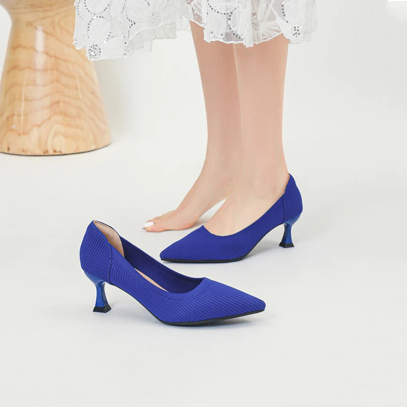 Women's High Heels Fashion Pattern Soft Knitted Comfortable Breathable Shoes 2025 New (6cm High) - Belvar