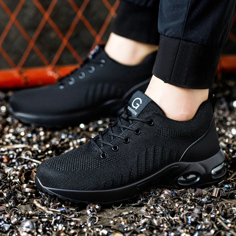 Safety shoes for men and women, breathable work sports shoes, steel toe shoes, puncture resistant safety protection shoes