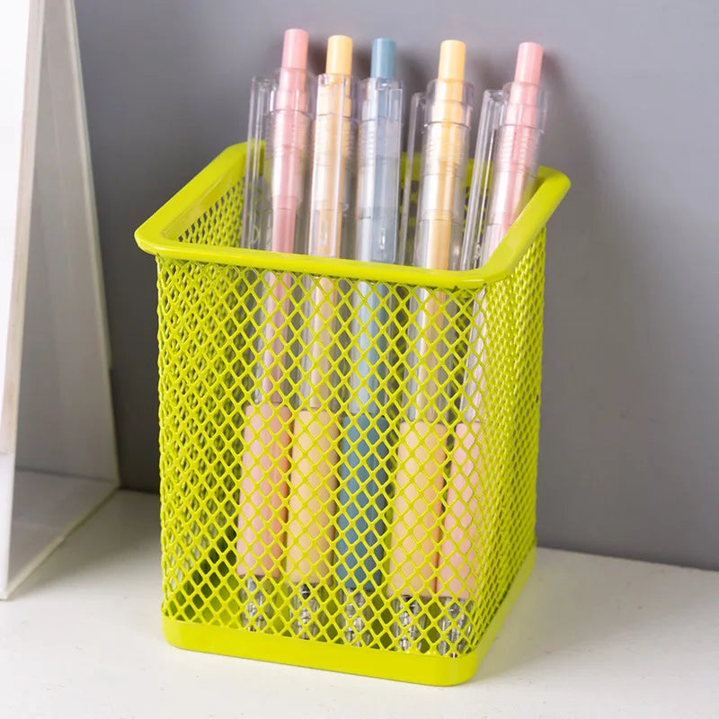 1Pcs New Pencil Holder Office Desk Metal Mesh Square Pen Pot Cup Case Container Organiser Durable Pencil Case