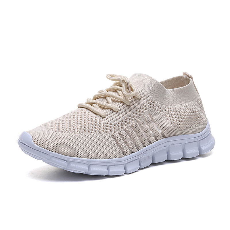 Casual Ladies Shoes Breathable Women Flying Knit Sports Shoes Flat Shoes - Belvar
