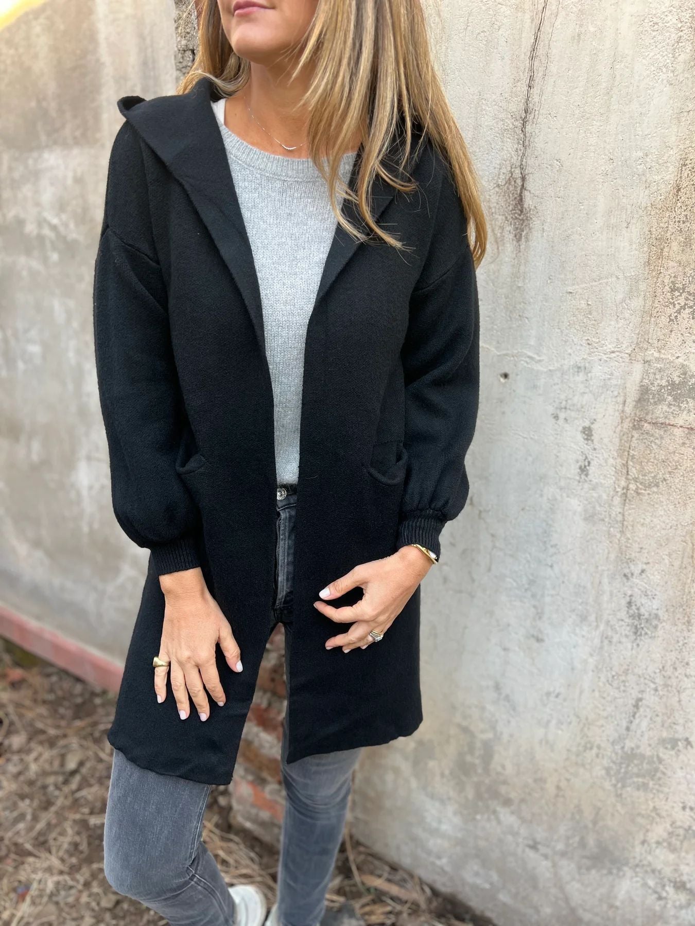 Women's Woolen Pocket Hooded Jacket