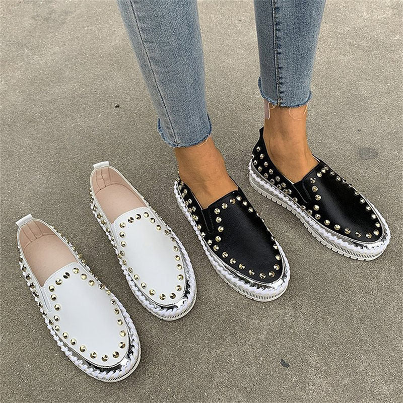 Fashion Rivet Shoes Flat Sneakers Women - Belvar