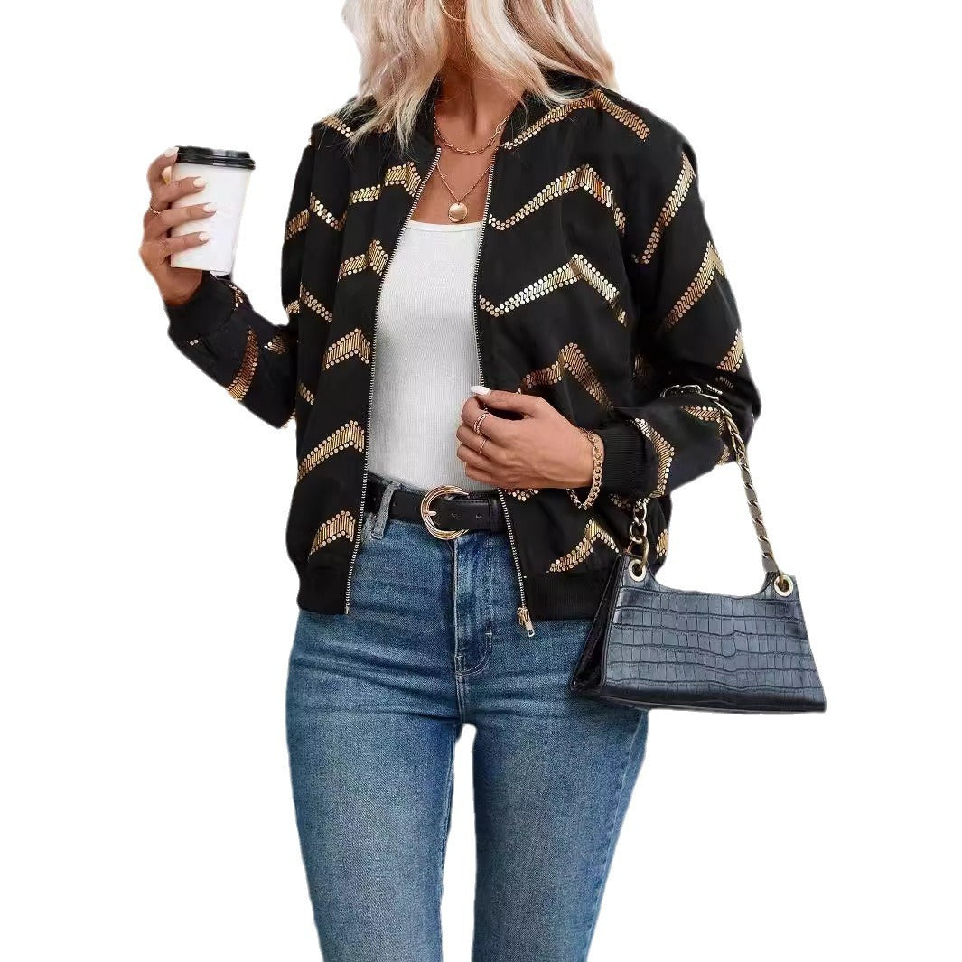 Printed Zip-Top Aviator Coat