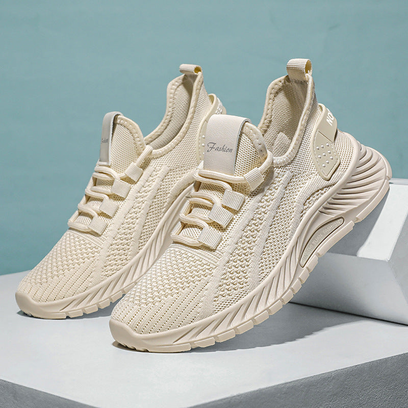 Fashion Casual Sports Shoes Women Lace Up Flat Shoes Lightweight Breathable Running Mesh Sneakers - Belvar