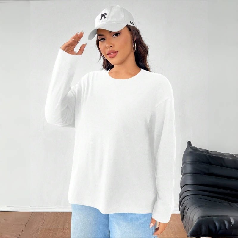 Women's Solid Color Loose Round Neck Top