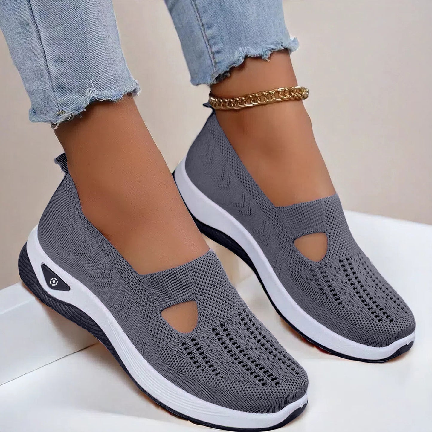 Mesh Flats Shoes Fashion Breathable Non-slip Soft Bottom Casual Shoes For Women - Belvar