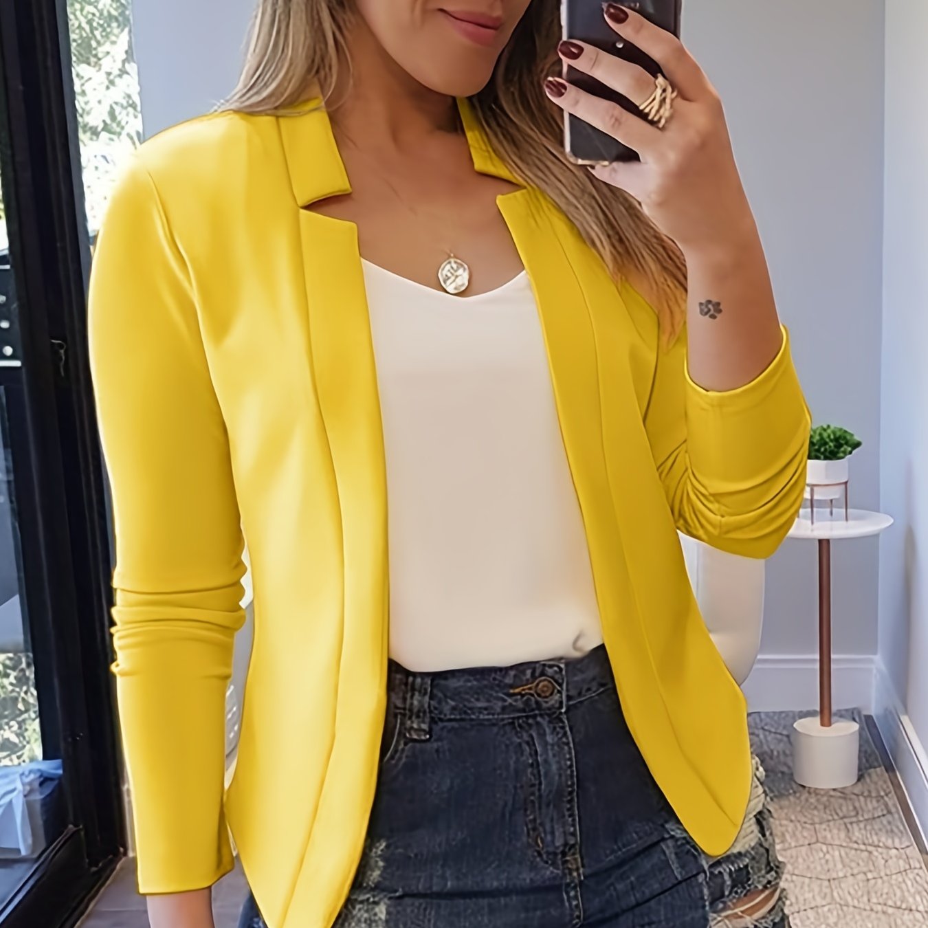 Women's Elegant Solid Color Long Sleeve Cardigan Jacket - Open Front H-Silhouette Design, Machine Washable All-Season Versatile Sweater for Casual & Formal Wear, Cardigan Sweater, Durable Knitwear