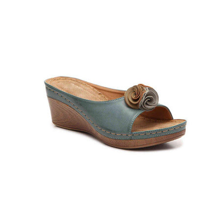 Fashion Flower Wedge Fish Mouth Sandals Women's Shoes - Belvar