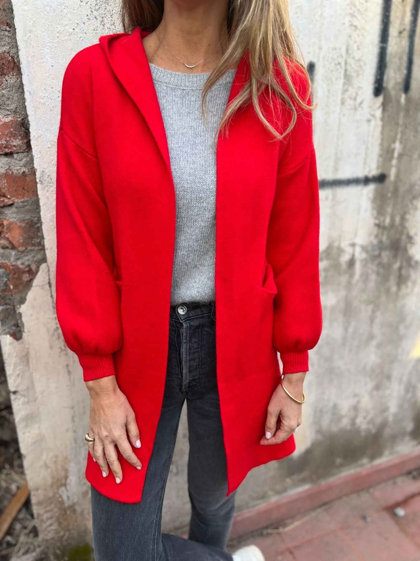 Women's Woolen Pocket Hooded Jacket