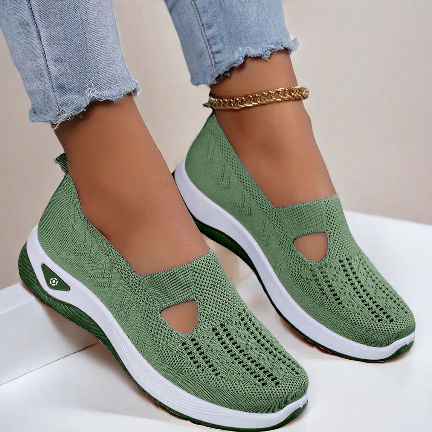 Mesh Flats Shoes Fashion Breathable Non-slip Soft Bottom Casual Shoes For Women - Belvar