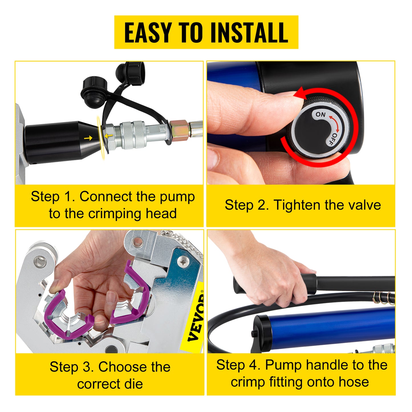 SucceBuy Hydraulic Hose Crimper 71500 Separable Hydra-Krimp with Aluminum Pump Handheld Air Condtioning Repair Crimping Tool Set