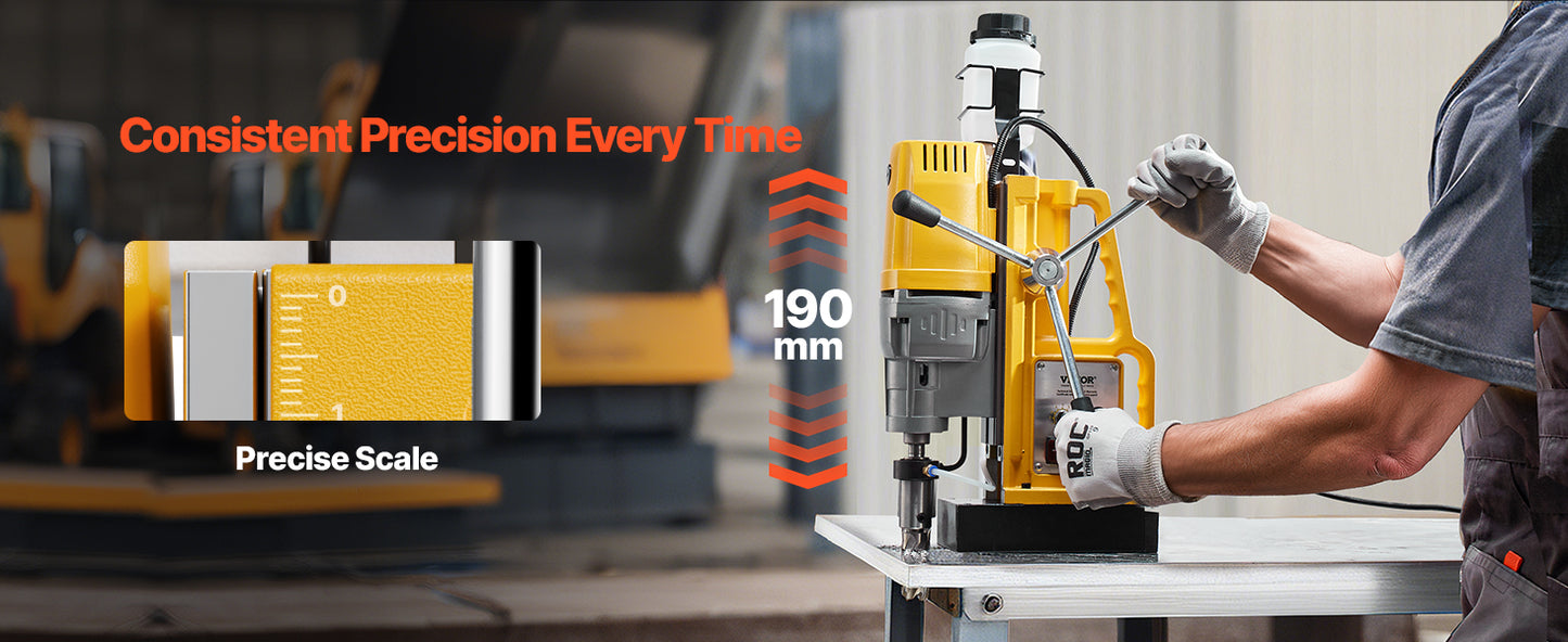 SucceBuy Magnetic Drill Boring Diameter Portable Electric Mag Drill Press Drilling Machine Metal Surface Industrial Improvement