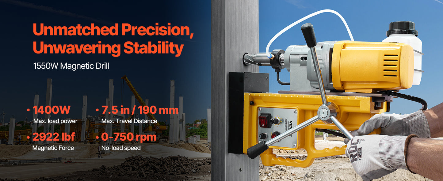 SucceBuy Magnetic Drill Boring Diameter Portable Electric Mag Drill Press Drilling Machine Metal Surface Industrial Improvement
