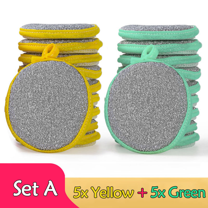 [Dishwashing Sponge] 5/10pcs Double Side Dishwashing Sponge - Pan Pot Dish Wash Sponges - Household Cleaning Tools - Kitchen Tableware - Dish Washing Brush