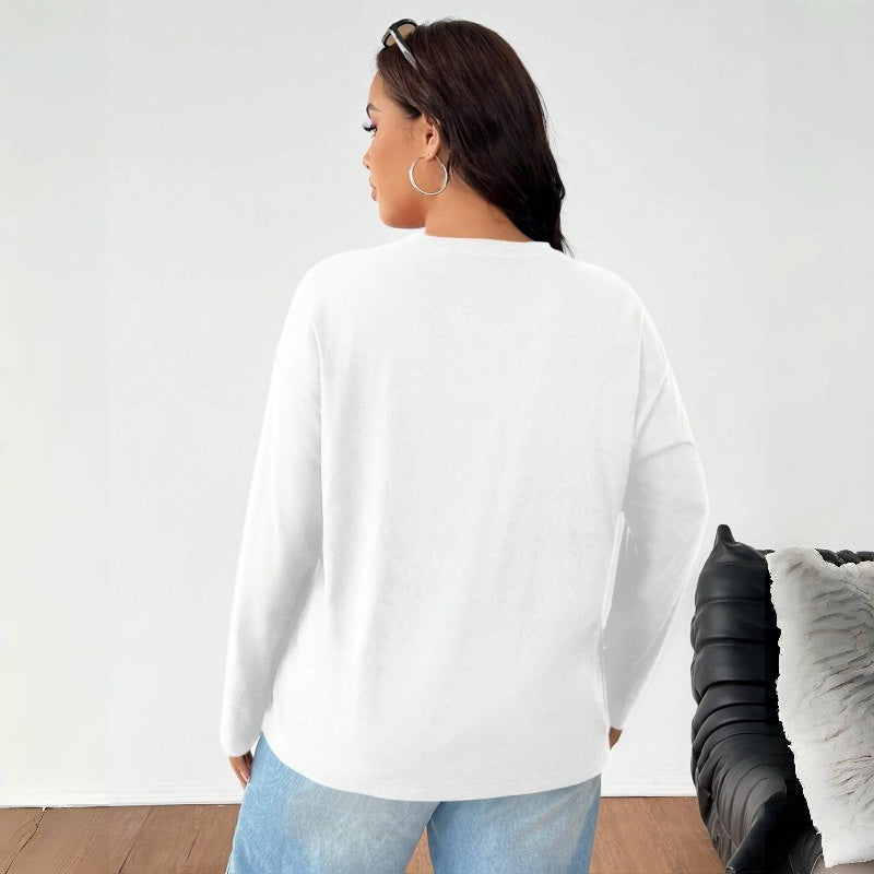 Women's Solid Color Loose Round Neck Top