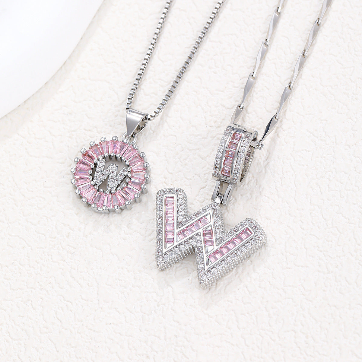 Rock Sugar 26-letter Pendant Necklace For Women, Copper Inlaid Zircon Round Flower Jewelry Set
