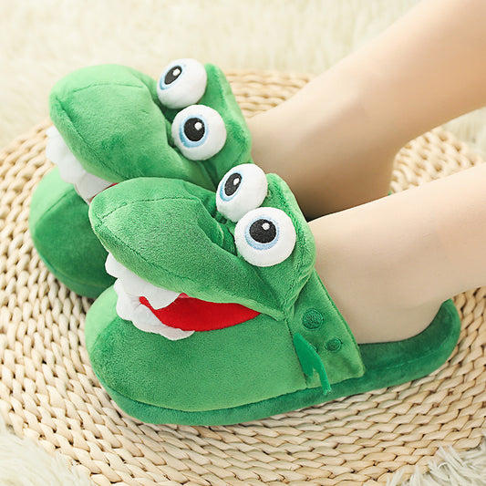 Cotton Slippers Mouth Will Move Plush Cute Funny Indoor Winter Couple Soft Bottom Plush Toys Indoor Slippers - Belvar