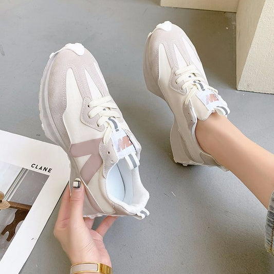 Thick-soled Lace-up Casual Sneakers For Female Students