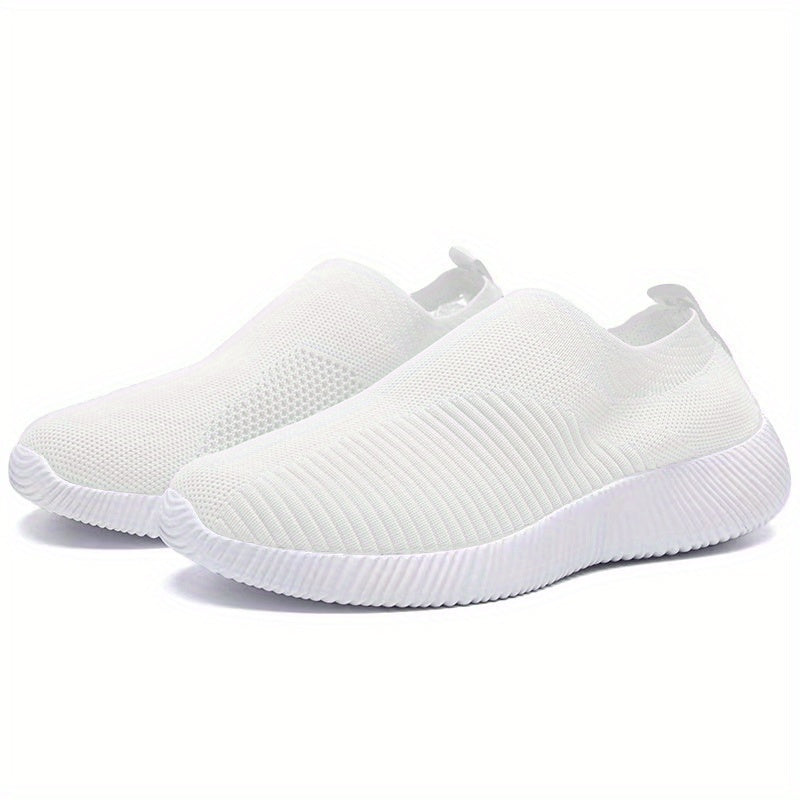[Lightweight Sneakers] Women's Lightweight Slip-On Sneakers | Solid Color Fabric Upper | Round Toe, MD Sole, Low Top | All-Season Casual Shoes | for Running, Fitness, Dance, Walking, Travel
