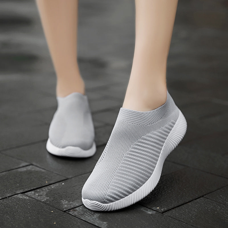 [Lightweight Sneakers] Women's Lightweight Slip-On Sneakers | Solid Color Fabric Upper | Round Toe, MD Sole, Low Top | All-Season Casual Shoes | for Running, Fitness, Dance, Walking, Travel