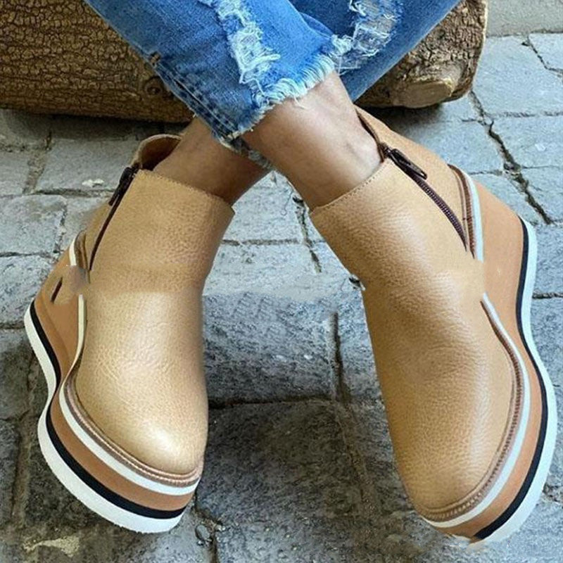 New Style Flat Side Zipper Shoes For Autumn And Winter - Belvar