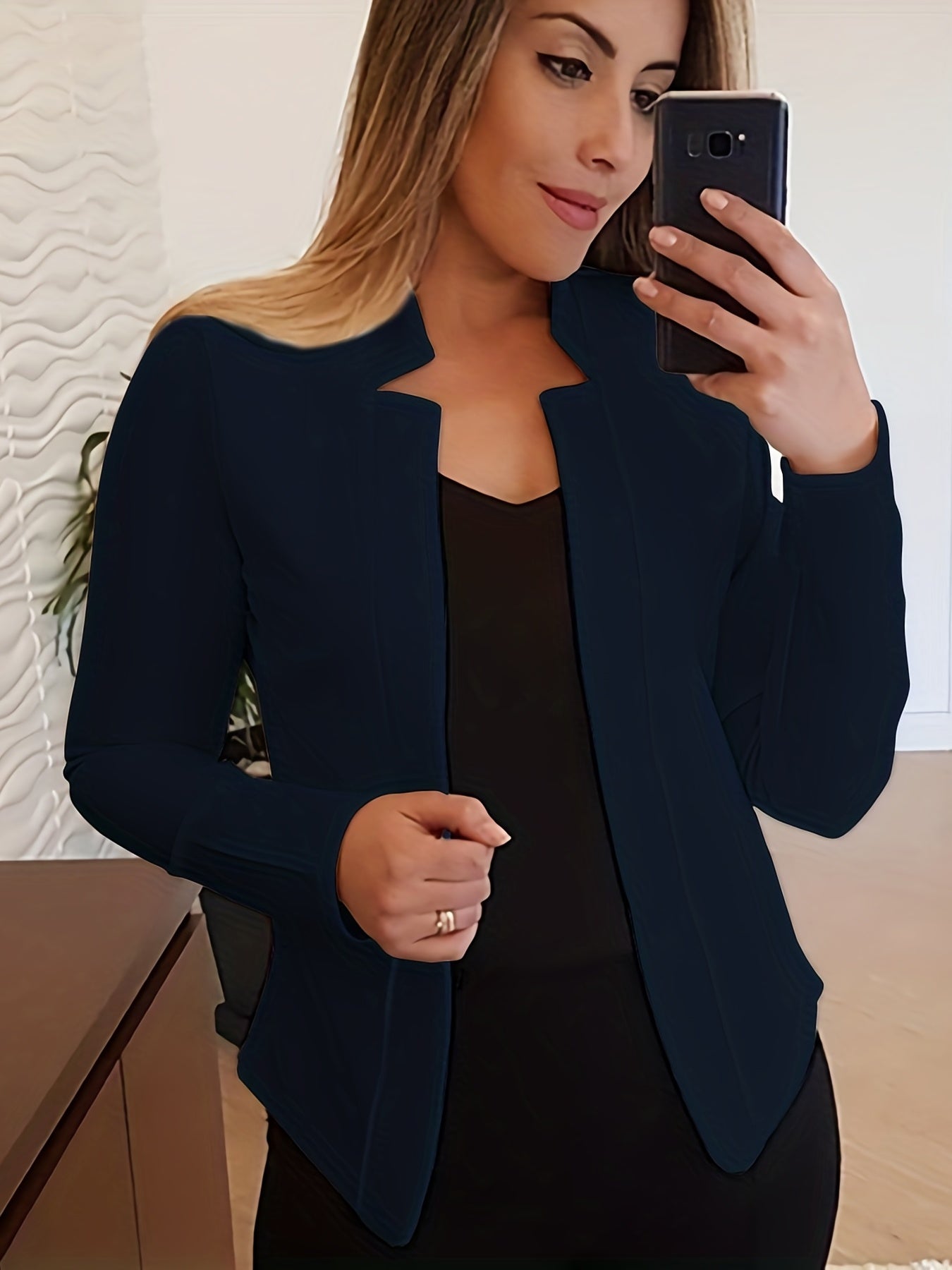 Women's Elegant Solid Color Long Sleeve Cardigan Jacket - Open Front H-Silhouette Design, Machine Washable All-Season Versatile Sweater for Casual & Formal Wear, Cardigan Sweater, Durable Knitwear