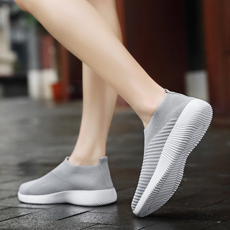 [Lightweight Sneakers] Women's Lightweight Slip-On Sneakers | Solid Color Fabric Upper | Round Toe, MD Sole, Low Top | All-Season Casual Shoes | for Running, Fitness, Dance, Walking, Travel
