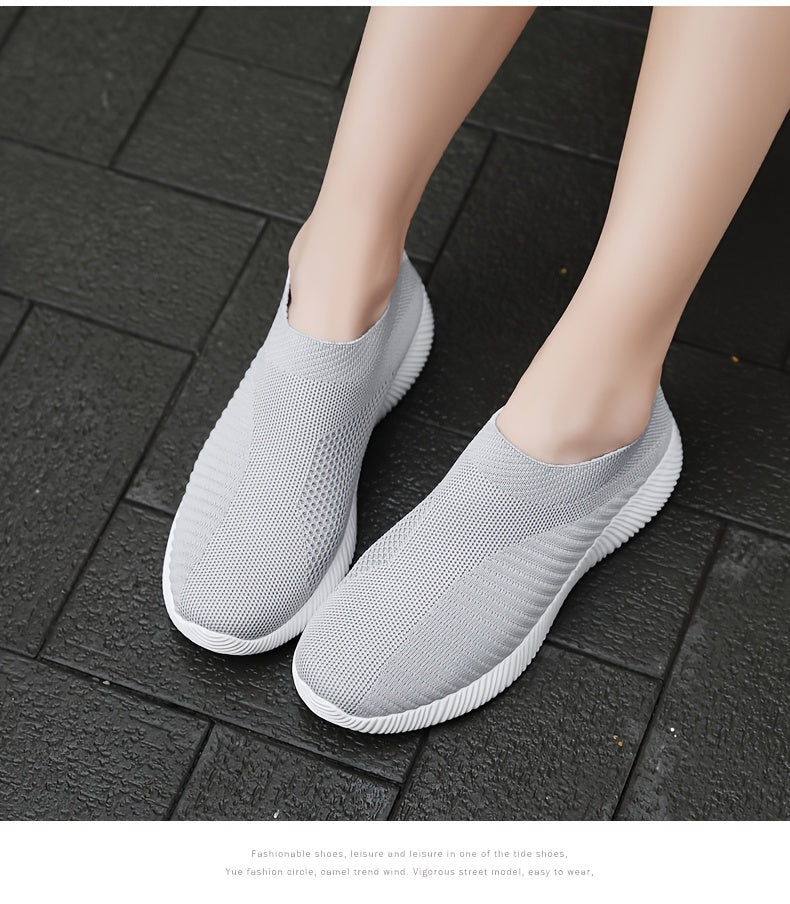 [Lightweight Sneakers] Women's Lightweight Slip-On Sneakers | Solid Color Fabric Upper | Round Toe, MD Sole, Low Top | All-Season Casual Shoes | for Running, Fitness, Dance, Walking, Travel