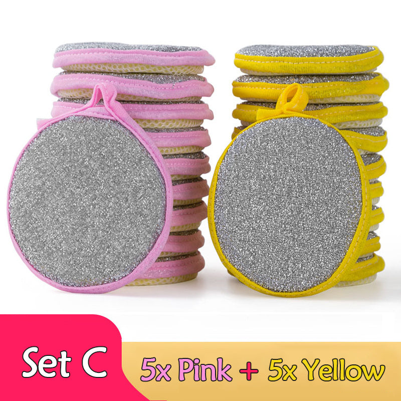 [Dishwashing Sponge] 5/10pcs Double Side Dishwashing Sponge - Pan Pot Dish Wash Sponges - Household Cleaning Tools - Kitchen Tableware - Dish Washing Brush