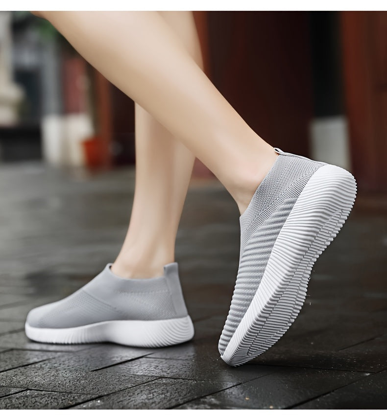 [Lightweight Sneakers] Women's Lightweight Slip-On Sneakers | Solid Color Fabric Upper | Round Toe, MD Sole, Low Top | All-Season Casual Shoes | for Running, Fitness, Dance, Walking, Travel