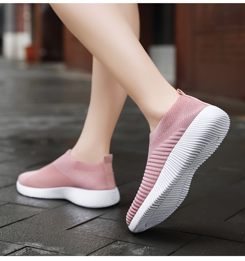 [Lightweight Sneakers] Women's Lightweight Slip-On Sneakers | Solid Color Fabric Upper | Round Toe, MD Sole, Low Top | All-Season Casual Shoes | for Running, Fitness, Dance, Walking, Travel