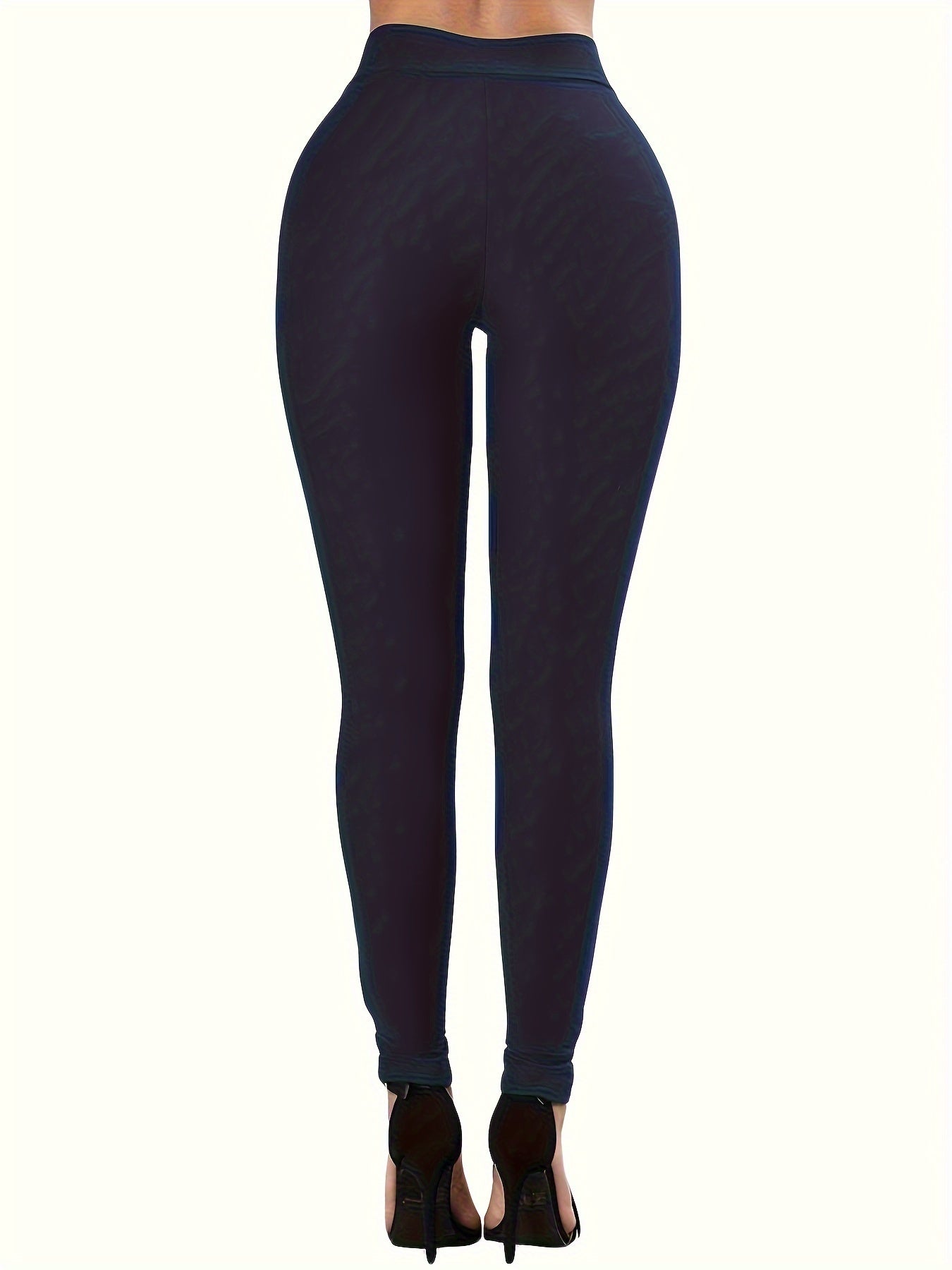[Cropped High-Waist Leggings with Eyelet] Sexy Cross-Strap High-Waist Leggings with Eyelet Detail, Stretch Polyester Blend, Solid Color Cropped Pants for Women - Perfect for Fall/Spring