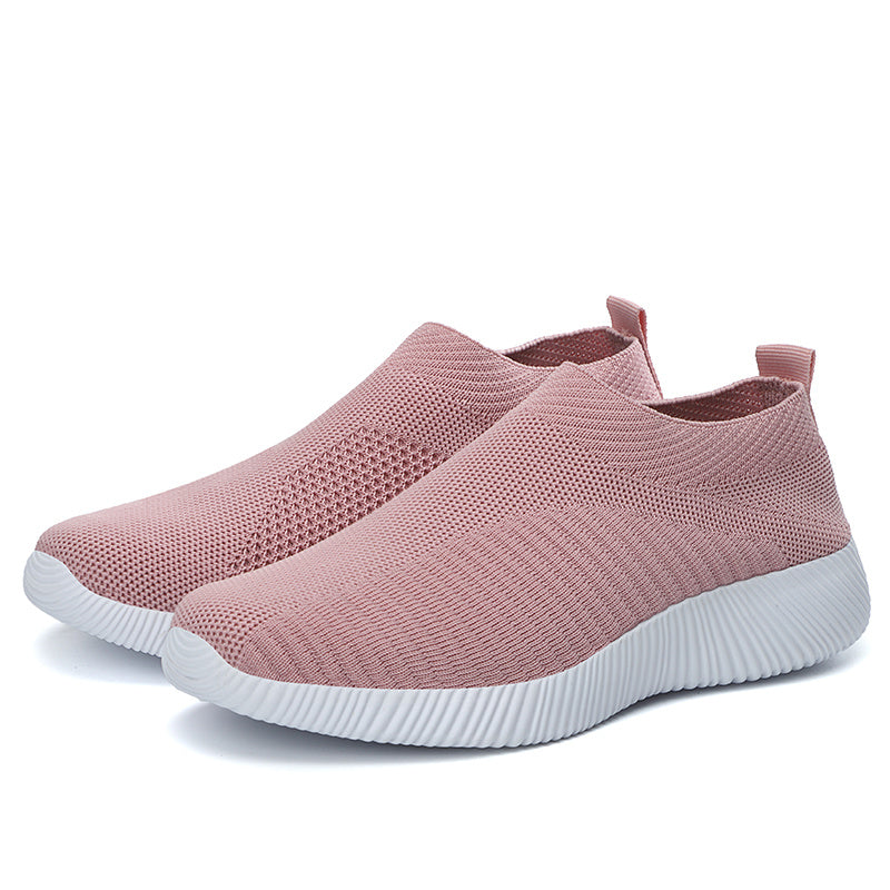 [Lightweight Sneakers] Women's Lightweight Slip-On Sneakers | Solid Color Fabric Upper | Round Toe, MD Sole, Low Top | All-Season Casual Shoes | for Running, Fitness, Dance, Walking, Travel