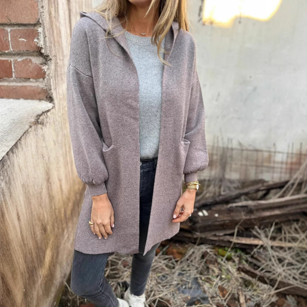 Women's Woolen Pocket Hooded Jacket