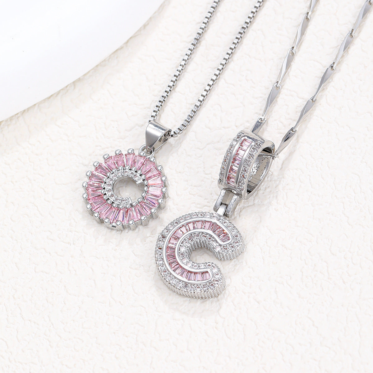 Rock Sugar 26-letter Pendant Necklace For Women, Copper Inlaid Zircon Round Flower Jewelry Set