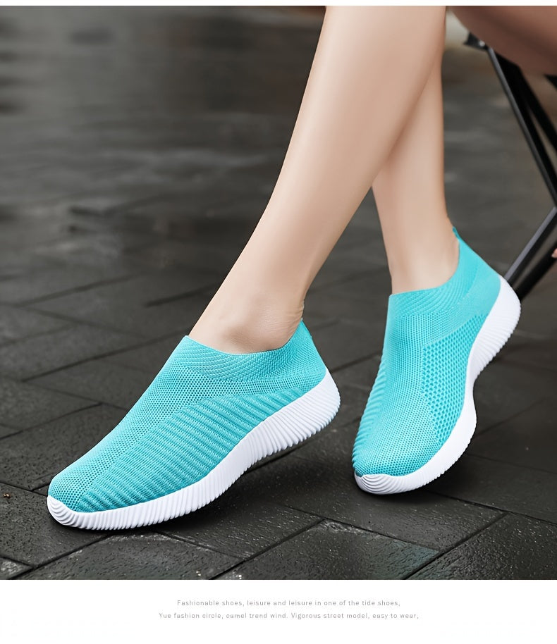[Lightweight Sneakers] Women's Lightweight Slip-On Sneakers | Solid Color Fabric Upper | Round Toe, MD Sole, Low Top | All-Season Casual Shoes | for Running, Fitness, Dance, Walking, Travel