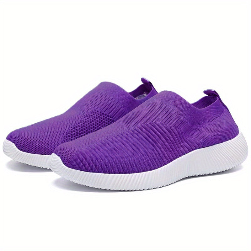 [Lightweight Sneakers] Women's Lightweight Slip-On Sneakers | Solid Color Fabric Upper | Round Toe, MD Sole, Low Top | All-Season Casual Shoes | for Running, Fitness, Dance, Walking, Travel