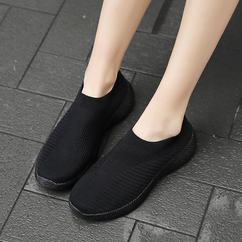 [Lightweight Sneakers] Women's Lightweight Slip-On Sneakers | Solid Color Fabric Upper | Round Toe, MD Sole, Low Top | All-Season Casual Shoes | for Running, Fitness, Dance, Walking, Travel